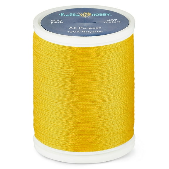Hello Hobby Corn Yellow 100% Polyester All Purpose Thread, 500 Yards
