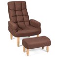 thumbnail image 1 of Costway Canapé Fauteuil Dossier Réglable et Appui-Tête Salon avec Pouf Marron, 1 of 10