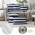 thumbnail image 3 of 2 Pack Outdoor Waterproof Throw Pillow Covers,Navy Blue Stripe Summer Nautical Theme Decorative Square Patio Pillowcases for Chair Couch Sofa 16x16in, 3 of 9