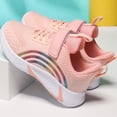 thumbnail image 4 of HTHLVMD Kids Sneakers, Rainbow Decor Shoes, Hook and Loop Running Shoes, Girls Outdoor Play Shoes, Tennis Shoes,B'oys Gi'rls Sneakers for Walking/Running,Lightweight,Breathable Shoes Outdoor, Pink 7Y, 4 of 8