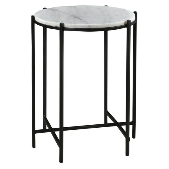 Bengal Manor Iron And Marble Accent Table Black Metal