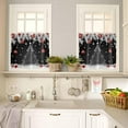 thumbnail image 3 of Christmas Kitchen Curtains and Valances Set, Rod Pocket Curtains Tier Farmhouse Window Curtains 24 Inch Length, Pine Tree Snowflake Ball Silver Leaves Black 3 Piece Kitchen Curtains Set, 3 of 6