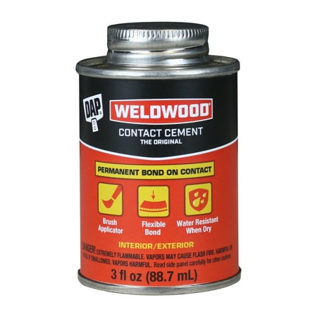 DAP Weldwood Original Contact Cement Adhesive Glue, Clear, 3 Oz.
