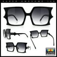 thumbnail image 2 of Womens Bat Wing Oversized Rectangular Plastic Fashion Sunglasses Black - Smoke, 2 of 7