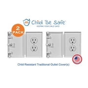 Child Be Safe (2-Pack) Child & Pet Proof Wall Outlet Safety Cover Guard for Home & Office, White