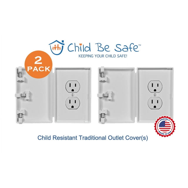 Child Be Safe (Lot de 2) Housses de Prises Murales Anti-Enfant et Anti-Animaux, Blanc