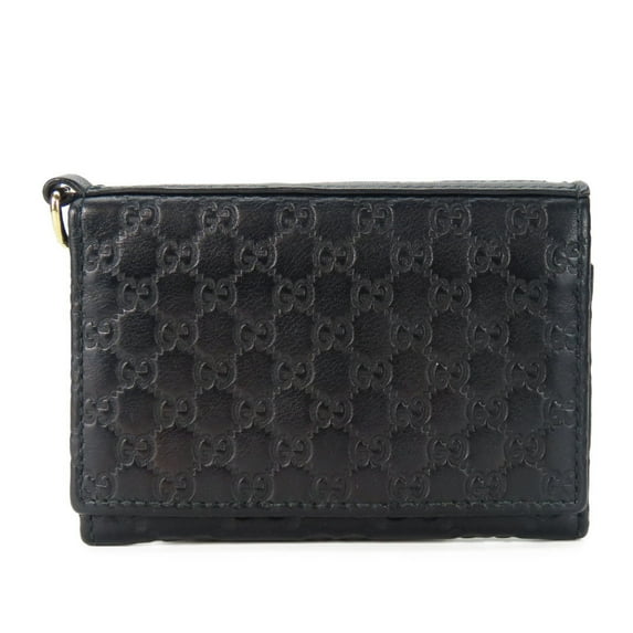 Pre-Owned Gucci Business Card Holder/Card Case 323401 Shimmer Leather Black Holder... (Good)