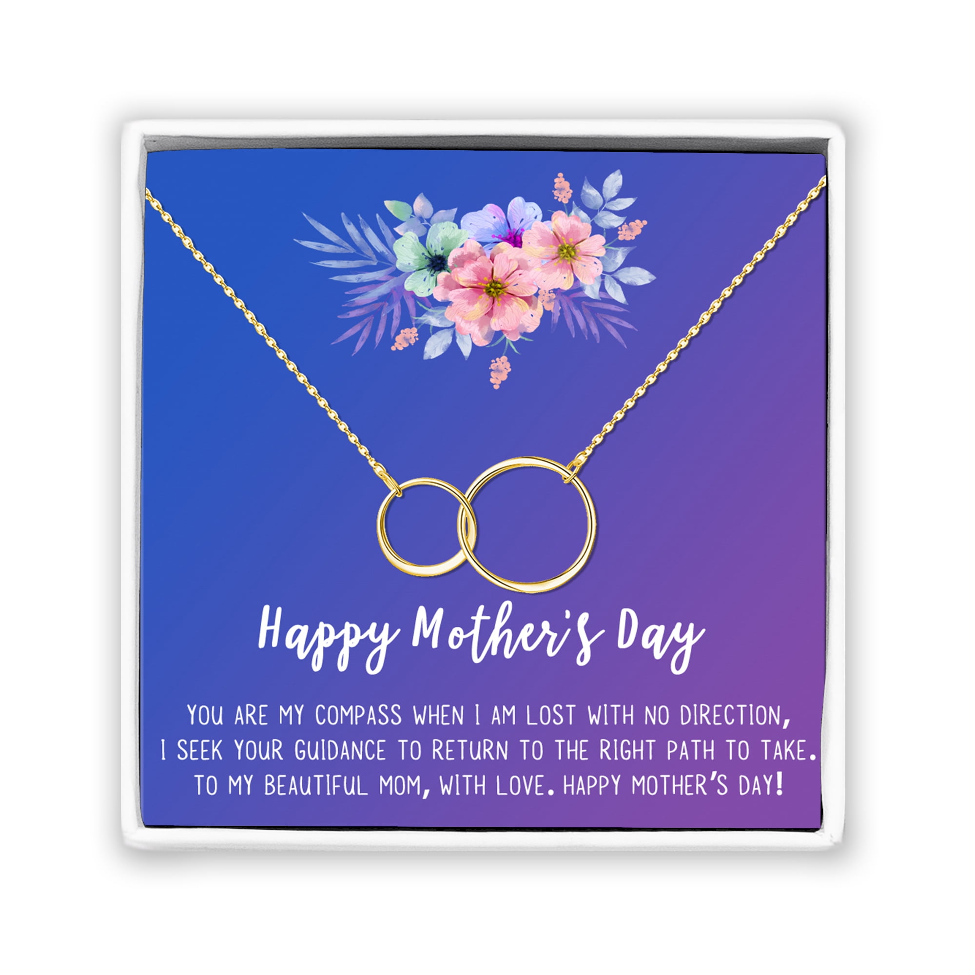 Mother's Day Jewelry For Mom, Mother's Day Necklace, Gift for Mom, Mother's Day Jewelry Gifts, Gift for Her, Mother's Day Necklace, with Gift Box [Gold Infinity, No Personalized Blue-Purple Card]