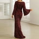 thumbnail image 4 of Vestido de noche, vestido ajustado de lentejuelas con mangas acampanadas., 4 of 5