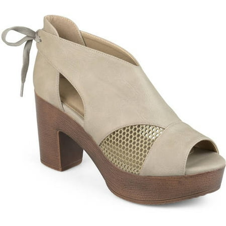 Gry Leather - Women's Faux Leather Tie Back Open Toe Platform Clogs