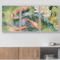 thumbnail image 2 of wall26 Framed Canvas Print Wall Art Watercolor Japanese Koi Fish &amp; Water Lily Animals Wildlife Illustrations Realism Rustic Colorful for Living Room, Bedroom, Office - 24"x36"x3 White, 2 of 5