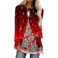 thumbnail image 1 of Womens Christmas Print Tunic Tops Long Sleeve Casual Loose Crew Neck T-Shirt Xmas Blouse, 1 of 2