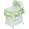 Badger Basket Portable Bassinet & Cradle with Toy Box Base, Sage Waffle Ruffled