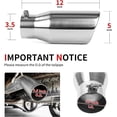 thumbnail image 5 of 3.5" Inlet Exhaust Tip, 3 1/2" Inlet 5" Outlet 12" Overall Length Stainless Steel Exhaust Tailpipe Tips with Polished Finish Universal for Vehicles with 3.5" O.D. Tailpipe Clamp/Bolt on Design, 5 of 6