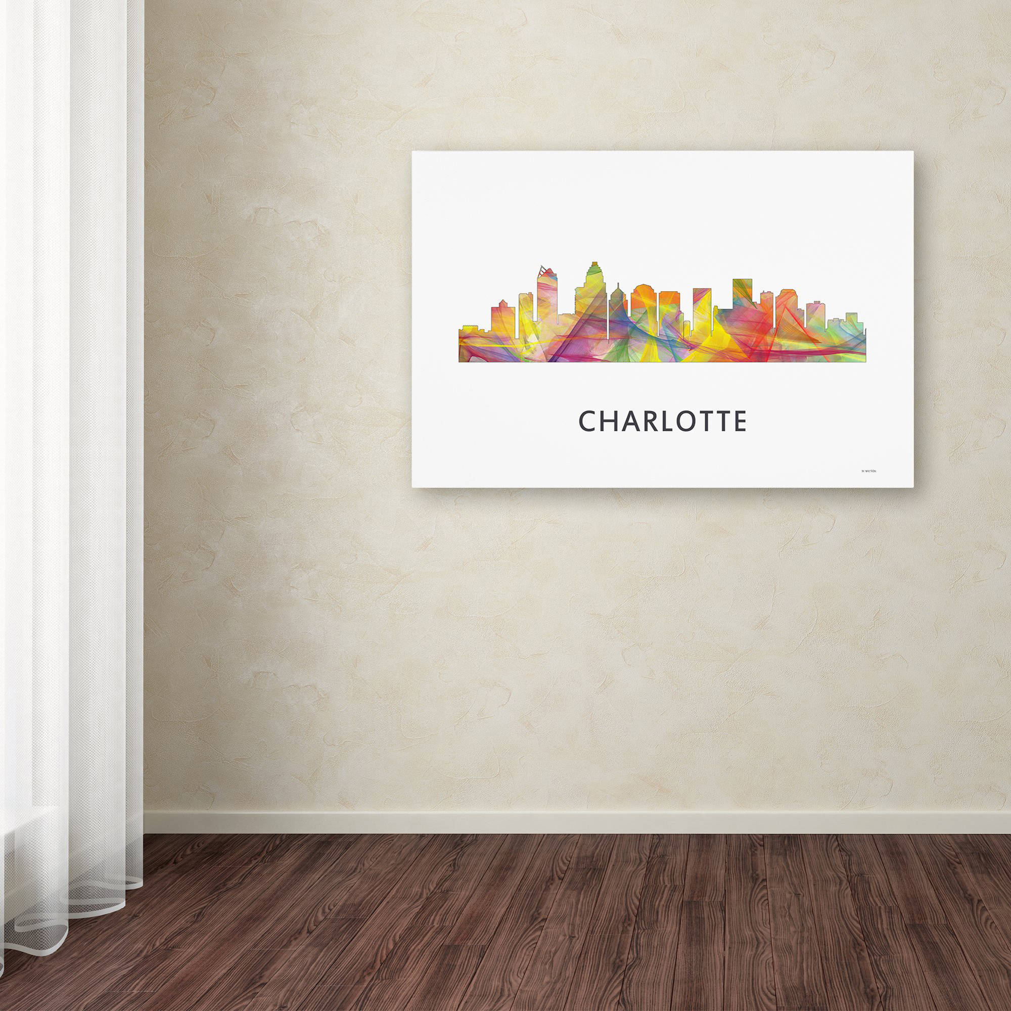 Trademark Fine Art 'Charlotte NC Skyline WB-1' Canvas Art by Marlene Watson