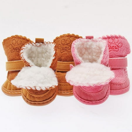 2017 2 Pairs Fashion Pets Dogs Cats Puppy Pink/Coffee Cute Winter Warm Soft Cozy Cotton Boots Shoes Gift For Pet