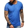 thumbnail image 2 of Behype. Men's Basic Crewneck Casual Fashion Hipster T-Shirt Longline Tee D-1703 (Blue,XL), 2 of 2