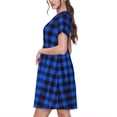 thumbnail image 2 of Easygdp Buffalo Plaid Blue Black para Vestido Transpirable de Mujer, Vestido Suelto de Manga Corta con Pliegues y Bolsillos para el Verano, 2 of 6
