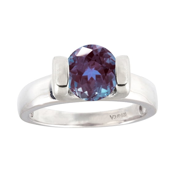Sterling Silver with Color Changing Alexandrite Solitaire Ring