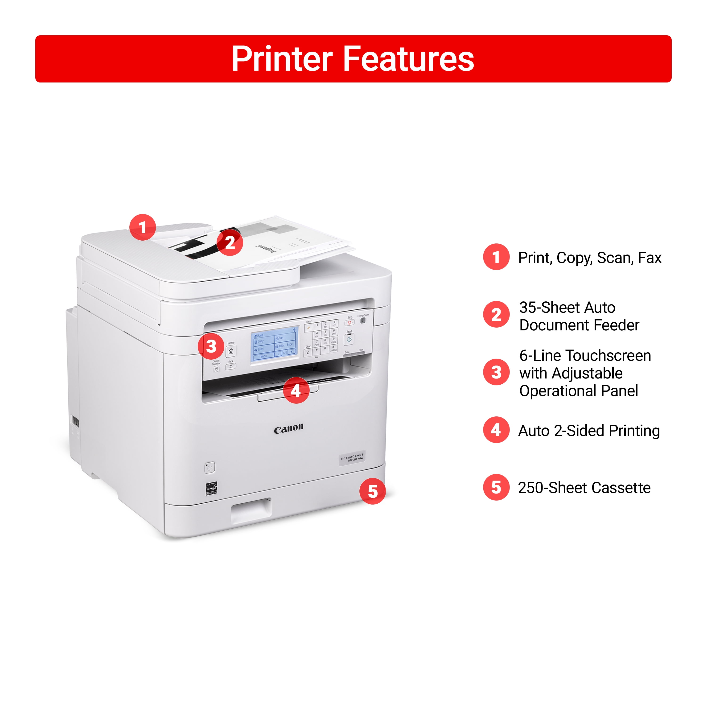 Canon imageCLASS MF287dw - All in One, Wireless, Duplex Laser Printer