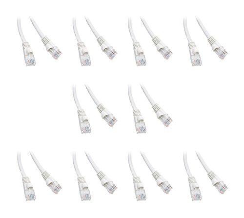 10 Pack Cat6 Snagless/Molded Boot CNE58471 Ethernet Patch Cable 1 Foot White