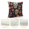 thumbnail image 4 of COMIO Skulls Throw Pillow Cover Day of The Dead Flowers Pillow Case Pillowcase for Bedroom, Living Room, Cushion Sofa Standard Colorful, 4 of 5