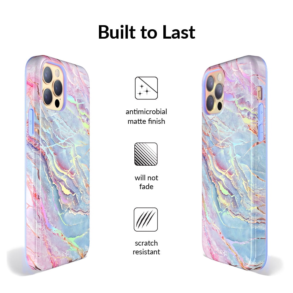 Velvet Caviar iPhone 12 Pro Max Case MagSafe Compatible - Cute Protective Phone Cases for Women - Iridescent Holographic Pink Blue Marble