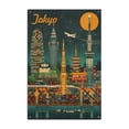 thumbnail image 1 of Tokyo, Japan, Retro Skyline Birch Wood Wall Sign (6x9 Rustic Home Decor, Ready to Hang Art), 1 of 3