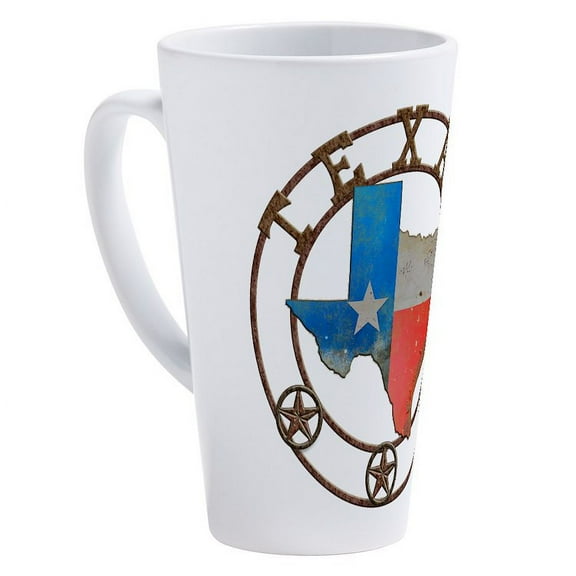 CafePress - Texas Wrought Iron Barn Art - 17 Oz White Ceramic Latte Mug