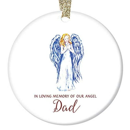 Loving Memory Christmas Ornaments - In Loving Memory of Dad Ornament, Father Memorial Angel Christmas Ornament, 3
