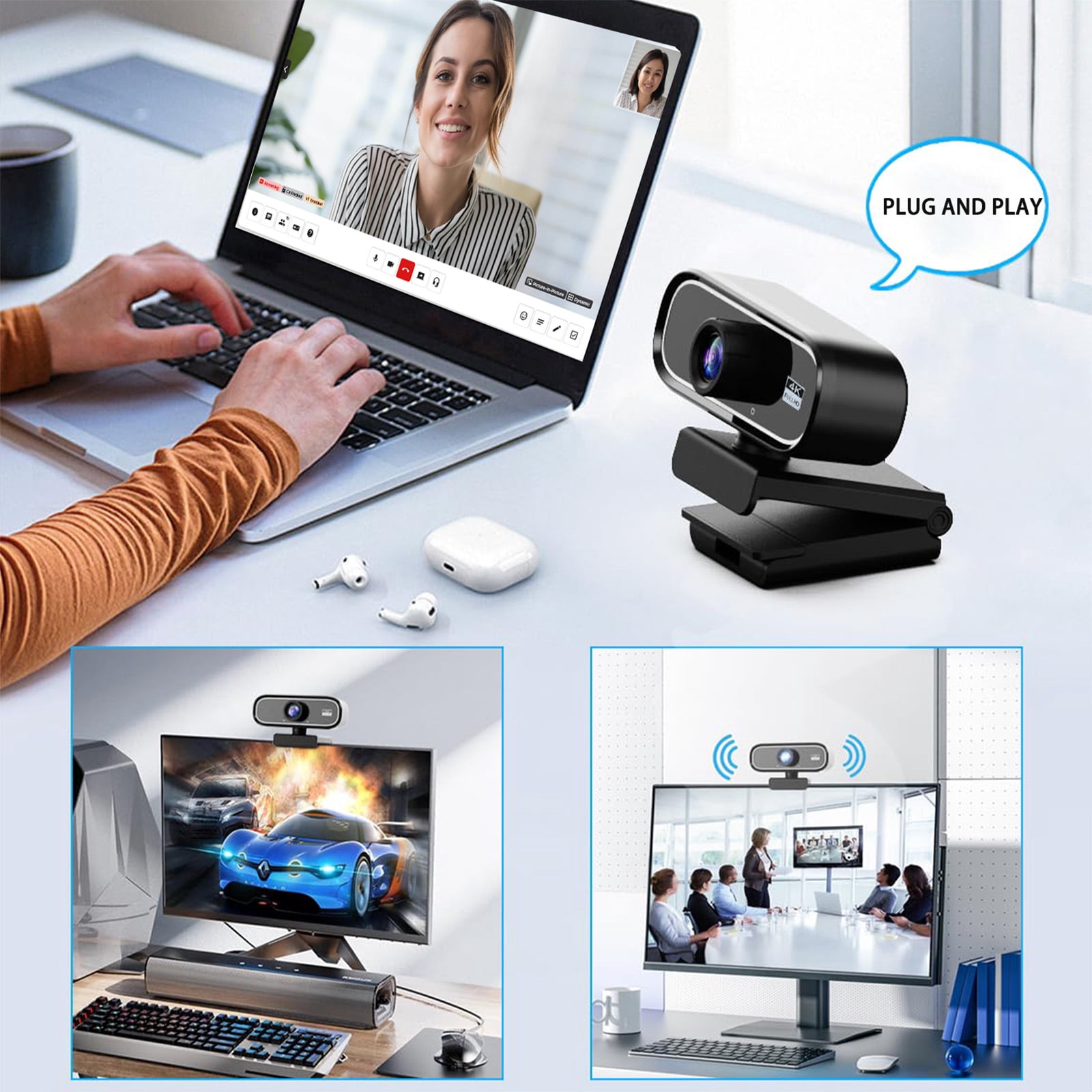UHD 4K USB Webcam, New Upgraded Model with 120° Wide-Angle Lens and Manual . This -and-play computer peripheral