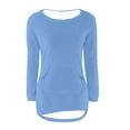 thumbnail image 5 of Duoif Fall Sweaters, Women's Casual Jumper - Solid Long Sleeve Blouse Sweaters for Women Light Blue XXXL, 5 of 5