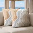 thumbnail image 5 of 24x24 Pillow Covers Set of 2, Brown Coastal Beach Square Throw Pillow Covers for Couch/Sofa/Living Room, Retro Farmhouse Ocean Waves Striped Decorative Soft Pillowcases for Couch Throw Pillows, 5 of 9