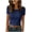 Navy, variant on Women's Round Neck Scallop Trim Ribbed Short Sleeve Fitted Cropped Casual T-Shirts for Women Everyday Wear