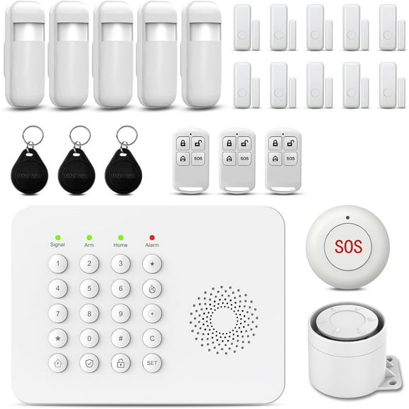 PGST WiFi Home Security System,Tuya APP Alerts Push,DIY Wireless Smart Keypad Alarm Kits with Door and Infrared Sensors,Professional Monitoring for Kids Safety,No Subscription Fee (24 Piece Kits)