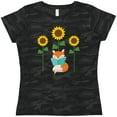 thumbnail image 3 of Inktastic Reading Book Lover Sunflower Fox Women's T-Shirt, 3 of 5