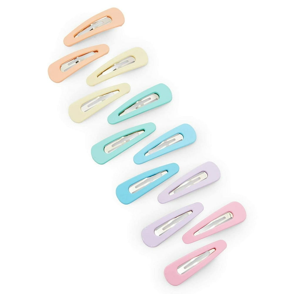 12 Count Large Snap Hair Clips for Girls and Women, Barrette Accessories, 6 Pastel Colors, 2.4 