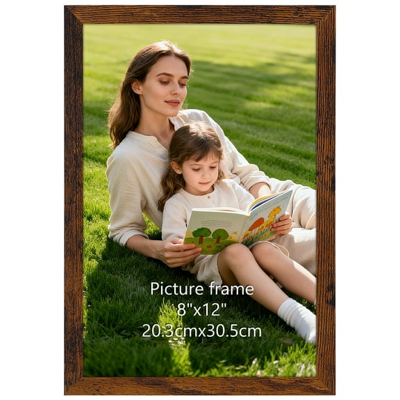 8x12 Picture Frame, Brown 8 by 12 MDF Photo Frame for Wall Gallery Display, Single