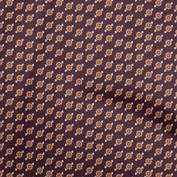 oneOone Georgette Viscose Medium Brown Fabric Asian Floral Block Sewing Material Print Fabric By The Yard 42 Inch Wide