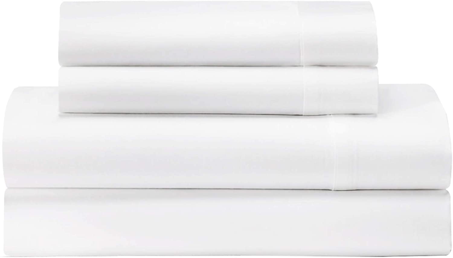 100% Cotton Percale Bed Sheet Set 350 Thread Count Full Bright White Kwise 4 Pieces
