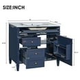 thumbnail image 5 of EUROCO 36'' Bathroom Vanity with Sink, Modern Bathroom Storage Cabinet with 2 Drawers and a Tip-out Drawer, Freestanding Bathroom Dresser, Blue, 5 of 8