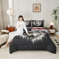 thumbnail image 4 of Castle Fairy Kids Teens Adults Wildlife Wolf Full Size Comforter Sets 3-Piece,Vintage USA Flag Bedding Comforter Set,Jungle Animal Lightweight Bedding Sets,Microfiber Bedroom Decor,Reversible, 4 of 8