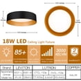 thumbnail image 3 of Bargeni Flush Mount Ceiling Light,12.5 inch LED Ceiling Light Fixture,Matte Black with Gold Inside,3000K/Warm White/18W(, 3 of 9