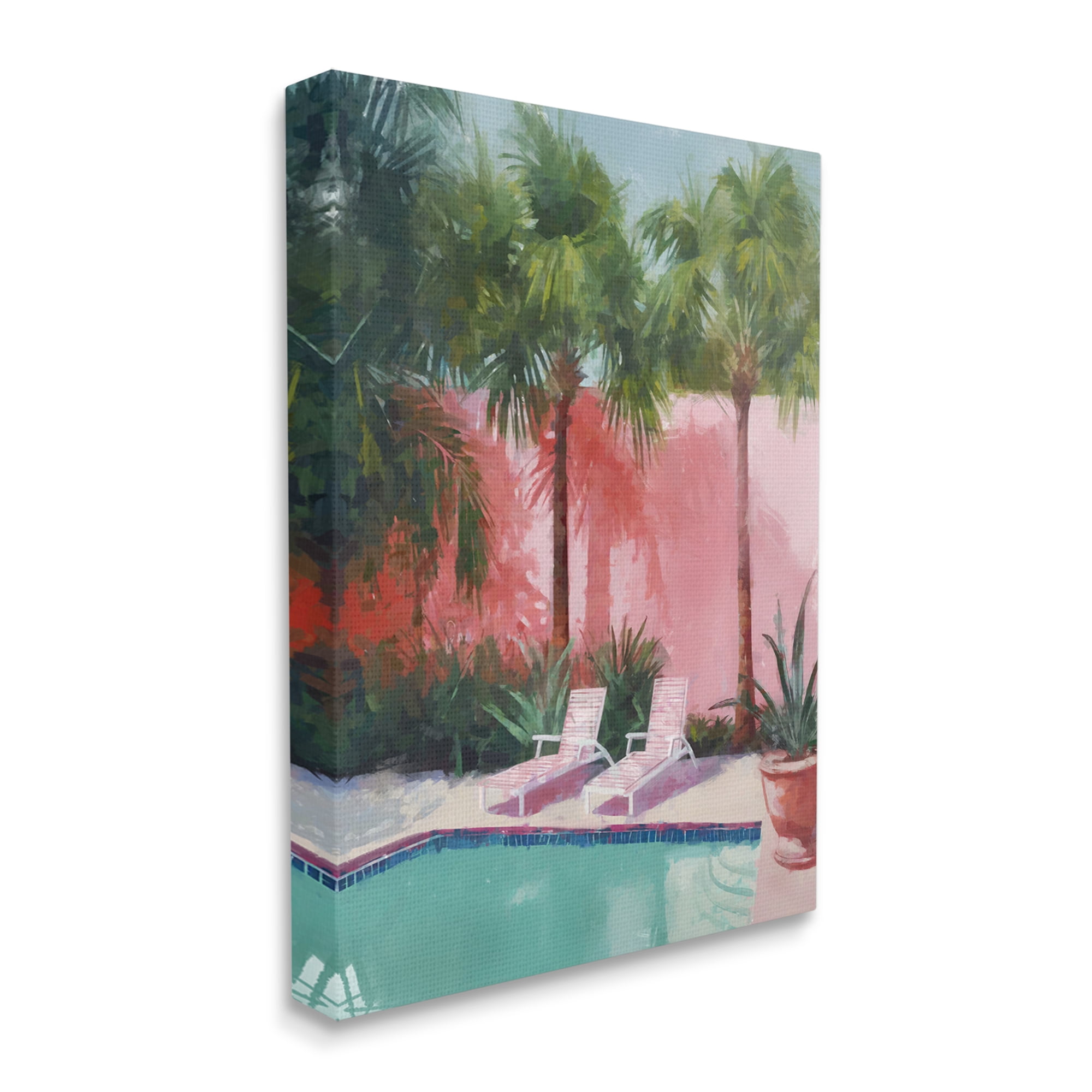 Stupell Industries Tropical Summer Pool Botanical & Floral Painting Gallery Wrapped Canvas Art Print Wall Art, 30 x 40