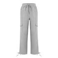 thumbnail image 6 of Kelon Womens Wide Leg Sweatpants Fleece Lined Baggy Pants Drawstring Athletic Joggers Fashion Winter Outfits Gray, 6 of 7