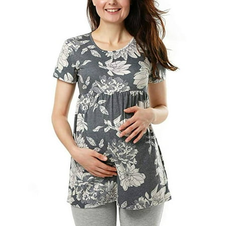 

SAYFUT Plus Size Women Maternity Tops T-Shirt Ladies Summer Casual Pregnancy Blouse Tee