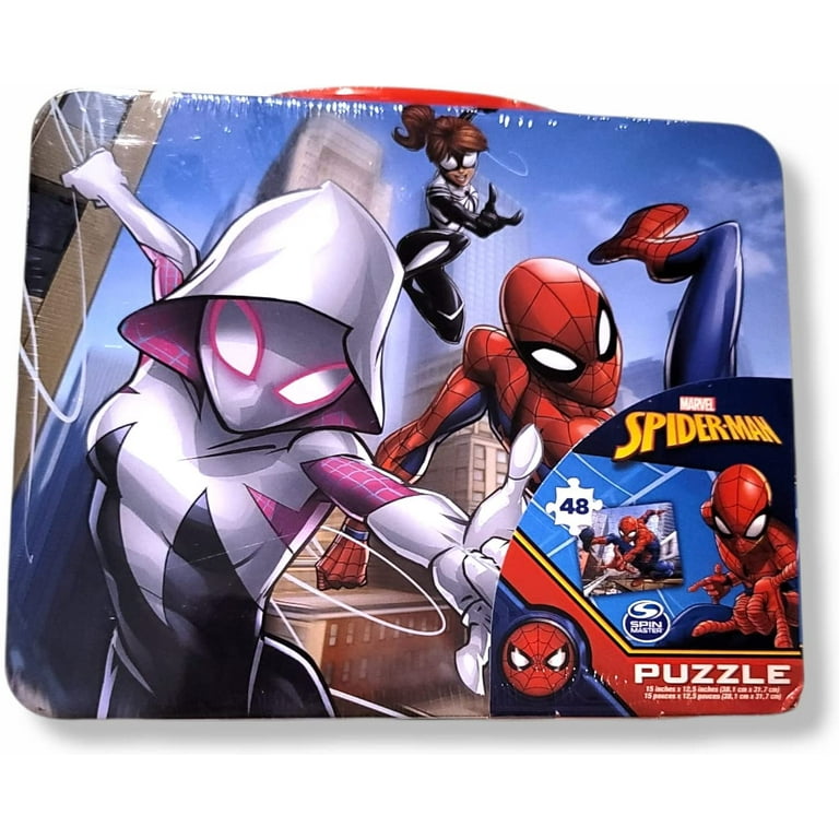 Marvel Spiderman - Spider Verse - Tin Lunch Box with 48pcs Puzzle Inside  (7.75 x 6.25 x 3.25) 