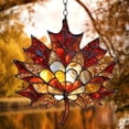 thumbnail image 5 of Stained Glass Maple Leaf Suncatcher, 5.9 inch Acrylic Fall Window Hanging, Glitter Thanksgiving Wall Ornament, Autumn Seasonal Home Accent, Harvest Themed Window Decor, Rustic Fall Porch Pendant, 5 of 6