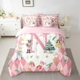 thumbnail image 2 of Manfei Girly Pink N Twin Bedding Sets 7-Piece for Kids, Kawaii Monogrammed Bedding Comforter Set, Merry Christmas Reversible Sheet Sets, Microfiber Bedroom Decor, 2 of 7