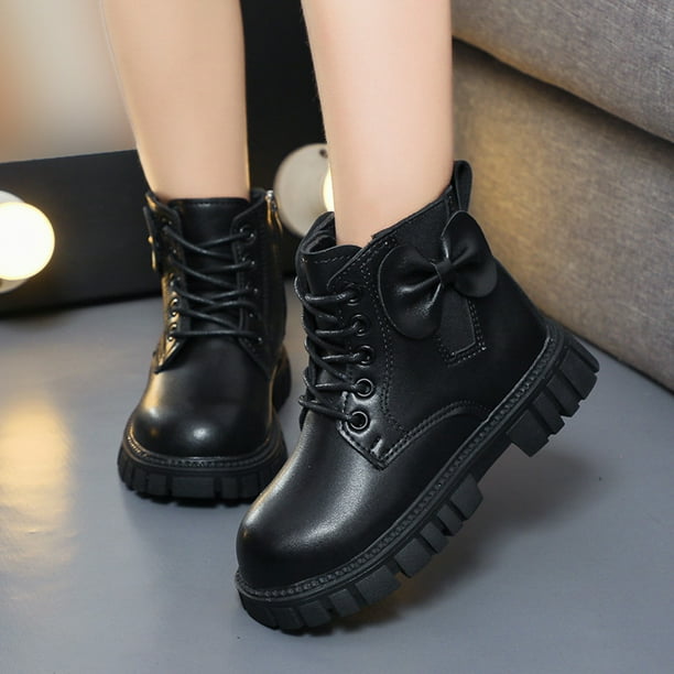 Little Kid Girls Shoes Leather Kids Boots Children Shoes Chunky Heel Ankle Boots Comfortable Soft Sole Casual Nude Boots Female Shoes Black 13.5 Walmart